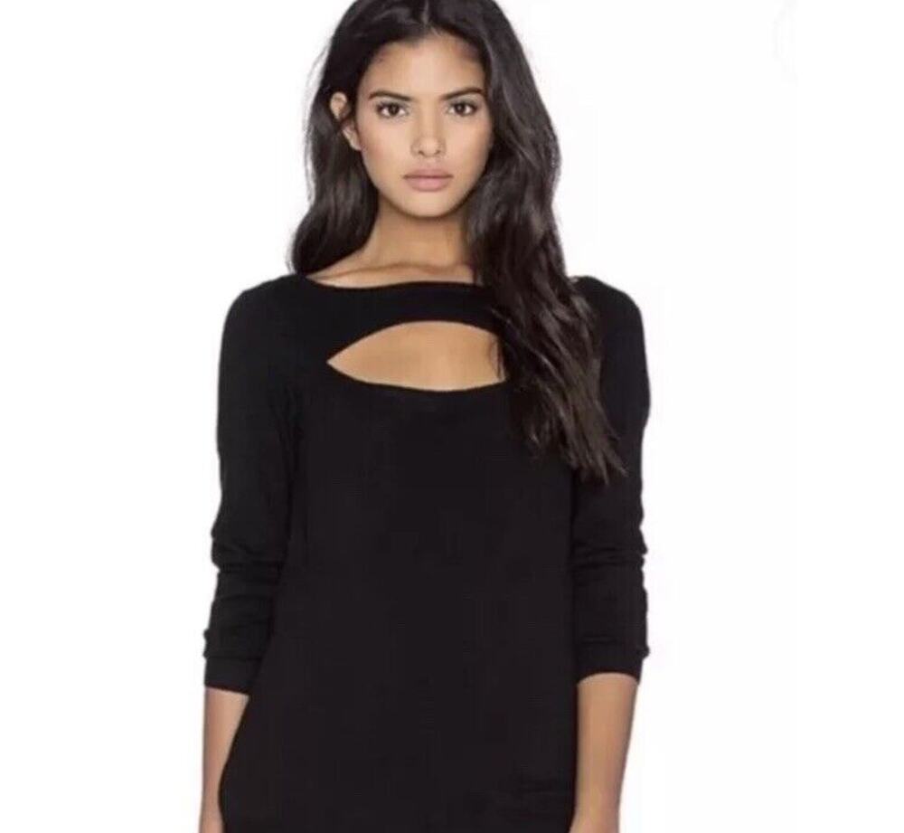NWT Central Park West Size Large Black Cutout Ribbed Sweater